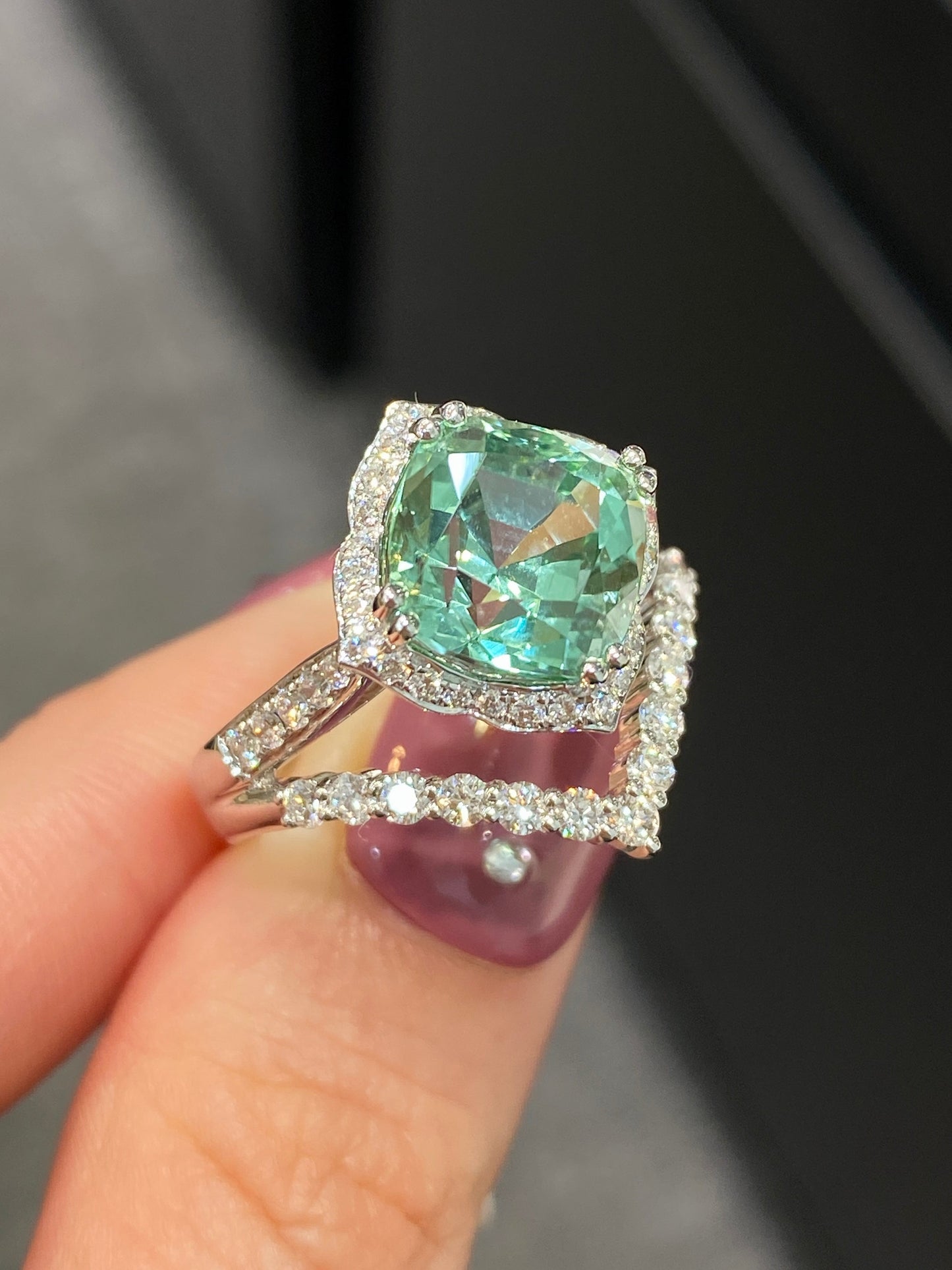 Natural Bluish Green Tourmaline 5.27ct Ring