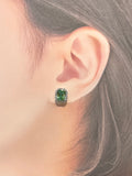 Natural Green Tourmaline Earrings 3.08ct Set With Natural Diamonds In 18K White Gold Singapore Gemstone Fine Jewellery