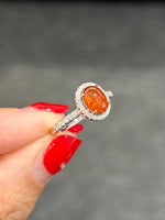 Natural Mandarin Garnet 1.74ct Ring Set With Natural Diamonds in 18K White Gold Gemstone Singapore Fine Jewellery