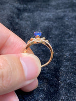 Natural Blue Sapphire Ring 1.37ct set with 0.32ct natural diamonds in 18k rose gold