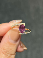 Natural Purplish Pink Sapphire 1.52ct Ring Set With Natural Diamond In 18K Yellow Gold Singapore Gemstone Fine Jewellery