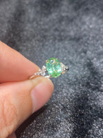 Natural Green Tourmaline 1.18ct Ring Set With Natural Diamonds In 18K White Gold Gemstone Fine Jewellery Singapore