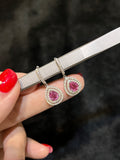 Natural Pink Sapphire Earrings 1.70ct Set With Natural Diamonds In 18K White Gold Singapore Fine Jewellery