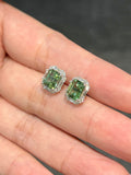Natural Green Tourmaline Earrings 3.08ct Set With Natural Diamonds In 18K White Gold Singapore Gemstone Fine Jewellery