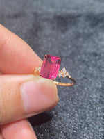 Natural Rhodolite Garnet 3.08ct Ring set with Natural Diamonds in 18K Rose Gold Gemstone Jewelry