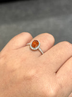 Natural Mandarin Garnet 1.74ct Ring Set With Natural Diamonds in 18K White Gold Gemstone Singapore Fine Jewellery