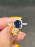 Natural Blue Spinel 1.46ct Ring set with 0.40ct Natural Diamonds in 18K white gold