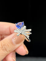 Natural Tanzanite 2.75ct Ring Set With Natural Diamonds In 18K White Gold Gemstone Fine Jewellery Singapore