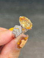 Natural Imperial Topaz 5.34ct Ring Set With Natural Diamonds In 18K White Gold Singapore Gemstone Fine Jewellery