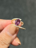 Natural Purplish Pink Sapphire 1.52ct Ring Set With Natural Diamond In 18K Yellow Gold Singapore Gemstone Fine Jewellery