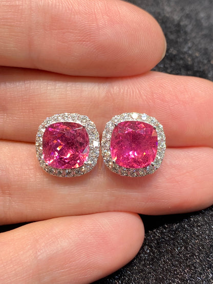 Natural Pink Tourmaline Earrings 6.15ct