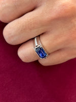 Natural Blue Sapphire 2.42ct Men's Ring Set With Natural Diamonds In 18K White Gold Singapore Gemstone Fine Jewelry
