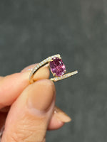 Natural Purplish Pink Sapphire 1.52ct Ring Set With Natural Diamond In 18K Yellow Gold Singapore Gemstone Fine Jewellery
