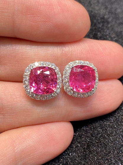 Natural Pink Tourmaline Earrings 6.15ct