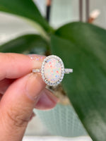 Natural Australian Opal 2.44ct Ring Set With Natural Diamonds In 18K White Gold Gemstone Singapore Fine Jewellery