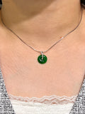 Natural Type A Green Jadeite Pendant set with 0.05ct Natural Diamonds in 18K White Gold Gemstone Fine Jewellery Singapore