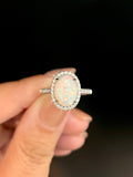 Natural Australian Opal 2.44ct Ring Set With Natural Diamonds In 18K White Gold Gemstone Singapore Fine Jewellery