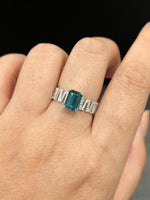 Natural Indicolite Blue Tourmaline 1.66ct Unisex Ring Set With Natural Diamonds In 18K White Gold Singapore Gemstone Fine Jewellery