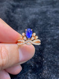 Natural Blue Sapphire Ring 1.37ct set with 0.32ct natural diamonds in 18k rose gold