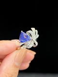 Natural Tanzanite 2.75ct Ring Set With Natural Diamonds In 18K White Gold Gemstone Fine Jewellery Singapore