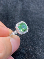 Natural Green Tourmaline 1.99ct Set With Natural Diamonds In 18K White Gold Ring Gemstone Fine Jewelry Singapore