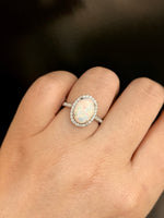 Natural Australian Opal 2.44ct Ring Set With Natural Diamonds In 18K White Gold Gemstone Singapore Fine Jewellery