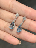 Natural Aquamarine Earrings 3.89ct Set With Natural Diamonds In 18K White Gold Gemstone Singapore Fine Jewellery