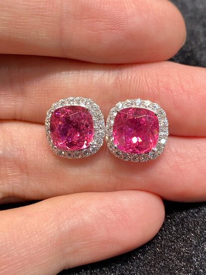 Natural Pink Tourmaline Earrings 6.15ct