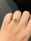 Natural Mandarin Garnet 1.22ct Ring Set With Natural Diamonds in 18K White Gold Gemstone Singapore Fine Jewellery