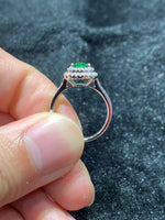 Natural Green Garnet Tsavorite 1.15ct Ring set with Natural Diamonds in 18K white gold Gemstone Jewelry