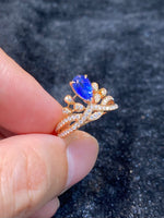 Natural Blue Sapphire Ring 1.37ct set with 0.32ct natural diamonds in 18k rose gold