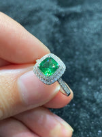 Natural Green Garnet Tsavorite 1.15ct Ring set with Natural Diamonds in 18K white gold Gemstone Jewelry