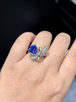 Natural Tanzanite 2.75ct Ring Set With Natural Diamonds In 18K White Gold Gemstone Fine Jewellery Singapore