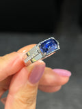 Natural Blue Sapphire 2.42ct Men's Ring Set With Natural Diamonds In 18K White Gold Singapore Gemstone Fine Jewelry