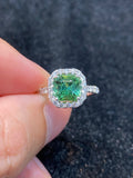Natural Green Tourmaline 1.99ct Set With Natural Diamonds In 18K White Gold Ring Gemstone Fine Jewelry Singapore