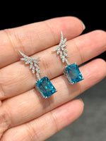 Natural Zircon 14.73ct Earrings Set With Natural Diamonds In 18K White Gold Gemstone Fine Jewellery Singapore