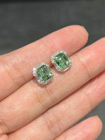 Natural Green Tourmaline Earrings 3.08ct Set With Natural Diamonds In 18K White Gold Singapore Gemstone Fine Jewellery
