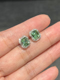 Natural Green Tourmaline Earrings 3.08ct Set With Natural Diamonds In 18K White Gold Singapore Gemstone Fine Jewellery
