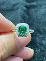 Natural Green Garnet Tsavorite 1.15ct Ring set with Natural Diamonds in 18K white gold Gemstone Jewelry
