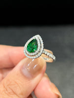 Natural Green Garnet Tsavorite 1.63ct Ring set with Natural Diamonds 0.61ct in 18K white gold Gemstone Fine Jewelry