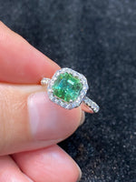 Natural Green Tourmaline 1.99ct Set With Natural Diamonds In 18K White Gold Ring Gemstone Fine Jewelry Singapore