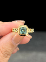 Natural Blue Green Tourmaline 1.43ct Ring Set In 18K Yellow Gold Gemstone Singapore Fine Jewelry