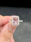 Natural Morganite 2.67ct Ring Set With Natural Diamonds In 18K White Gold Gemstone Singapore Fine Jewellery