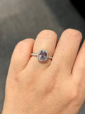 Natural  Purplish Grey Spinel 1.58ct Ring Set With Natural Diamonds In 18K White Gold Singapore Gemstone Fine Jewellery