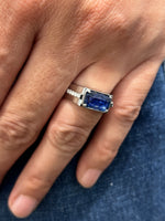 Natural Blue Sapphire 2.42ct Men's Ring Set With Natural Diamonds In 18K White Gold Singapore Gemstone Fine Jewelry
