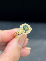 Natural Green Tourmaline 1.18ct Ring Set With Natural Diamond In 18K Yellow Gold Gemstone Singapore Fine Jewellery