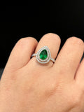 Natural Green Garnet Tsavorite 1.63ct Ring set with Natural Diamonds 0.61ct in 18K white gold Gemstone Fine Jewelry