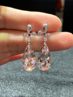 Natural Morganite 20.05ct Earrings Set With Natural Diamonds In 18K White Gold Gemstone Fine Jewellery Singapore