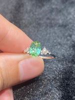 Natural Green Tourmaline 1.18ct Ring Set With Natural Diamonds In 18K White Gold Gemstone Fine Jewellery Singapore