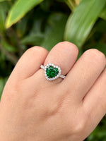 Natural Green Garnet Tsavorite 2.49ct Ring set with Natural Diamonds in 18K white gold Gemstone Jewelry